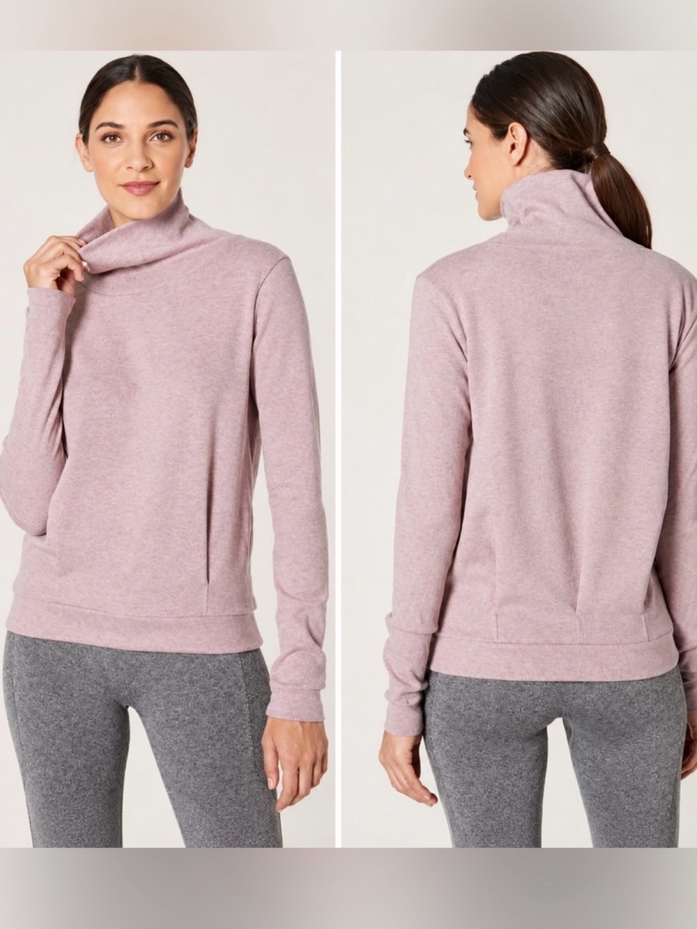 Alo Yoga Clarity Turtleneck Pullover Sweatshirt Mauve Pink